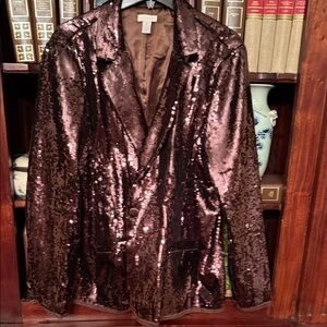 Chico's Shiny Sequin Jacket in Brown